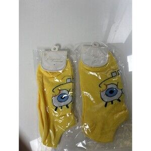 Crystal Collection Yellow Cartoon Eye Ankle Socks 2 Pairs New With Tags
